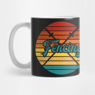 Fencing Shirt - Retro Colorful Distressed Fencer Sword Mug